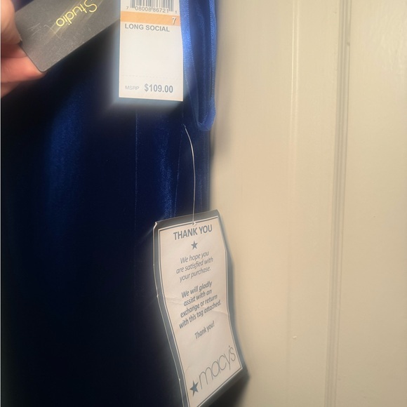 NWT City Studios Velvet One Shoulder Gown Blue size 7 - Picture 7 of 11